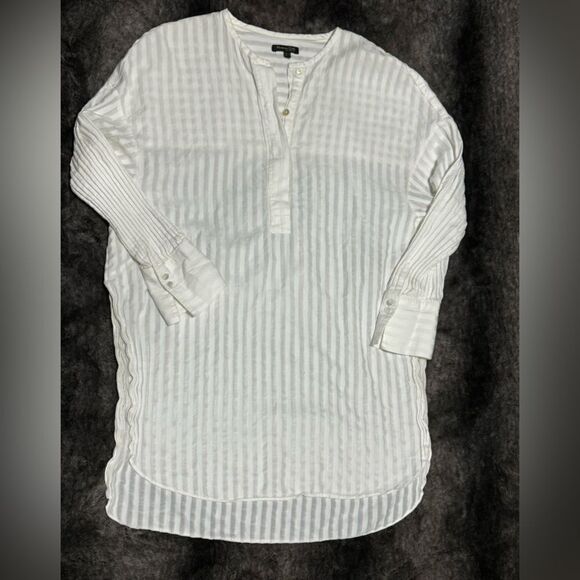 Massimo Dutti Women US 6 white viscose cotton Blend Long sleeve Dress Tunic - Picture 15 of 15